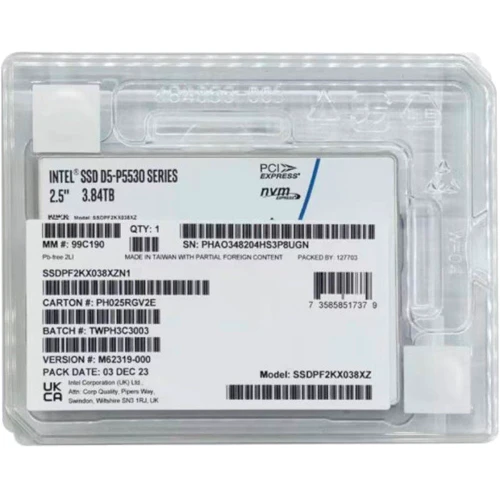 Intel D5-P5530 Series 3.84 TB (SSDPF2KX038XZN1): Тип накопителя внутренний