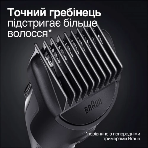 Машинка для стрижки (триммер) Braun BeardTrimmer BT3322: Особенности Влажная очистка, Беспроводной, Самозатачивающиеся лезвия