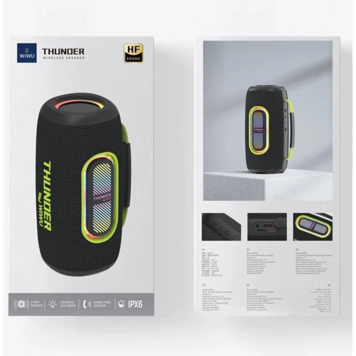 Акустика WIWU H7 Thunder Wireless Portable Speaker Black: Звуковая система 2.0