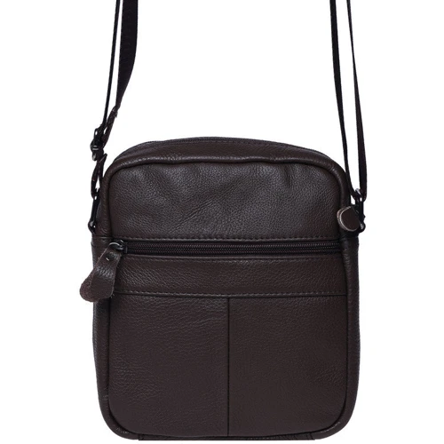Мужская сумка через плечо Borsa Leather темно-коричневая (K11031-dark brown): Страна производитель Тайвань