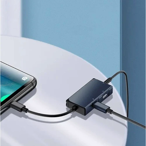 Адаптер WIWU Adapter LT02Pro USB-C to 2xUSB-C+3.5mm Grey фото 4