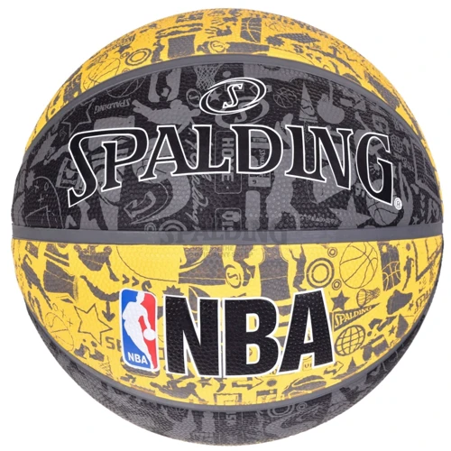 Мяч для игры Spalding NBA Graffiti Outdoor баскетбольный размер 7 серо-желтый (3001551011517) фото 6