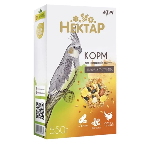 Корм для попугаев Лорі Нектар-Нимфа-Коктейль 550 г (ПЕ12)