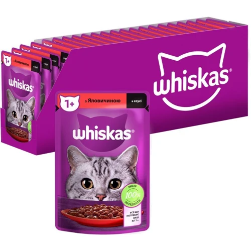 Упаковка влажного корма для кошек Whiskas говядина в соусе 28х85 г (5900951302695): Тип Влажный корм