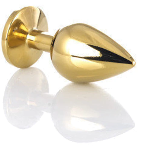Анальная пробка с кристаллом Toyfa Metal Gold anal plug black gem