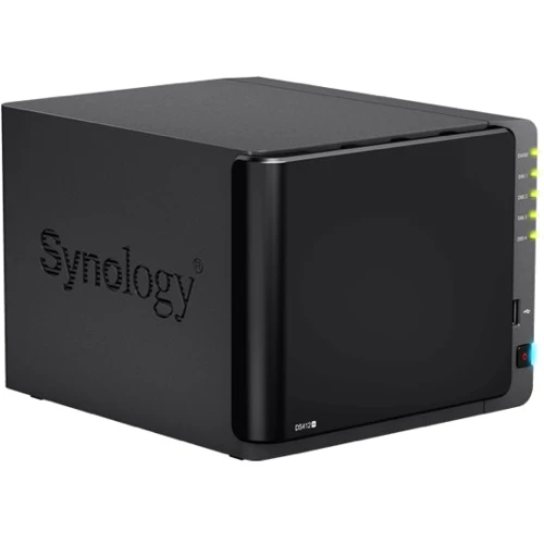 Сетевой накопитель (NAS) Synology DS412+: Слоты для дисков 4 x 3,5" SATA II/III или 4 x 2,5" SATA/SSD (max 4 x 3 ТB)