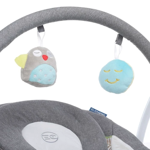 Качели El Camino серая (ME 1047L AIRY Gray Palm): Дополнительные удобства пульт ДУ, дуга с игрушками, Ремни безопасности, Звуковое сопровождение, Изменение наклона