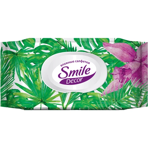 Smile Decor Tropics Серветки вологі з клапаном 60 шт.