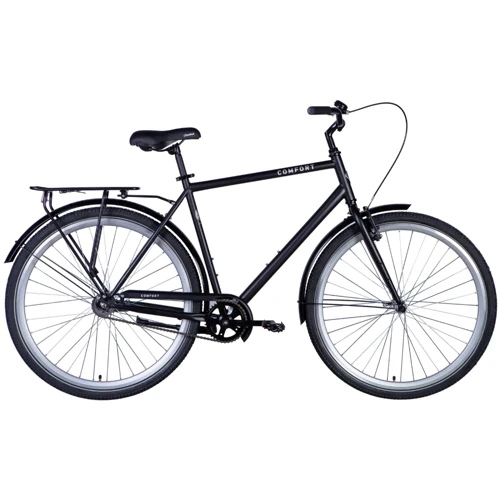 Велосипед Dorozhnik COMFORT MALE ST 28" рама с багажником задн St с крылом St 2024 (чёрный (м)) (OPS-D-28-389)