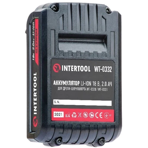 Акумулятор для електроінструменту Intertool WT-0332: Напруга акумулятора, В 18