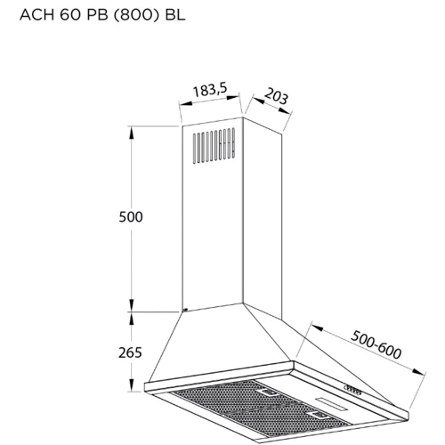 Вытяжка Pyramida ACH 60 PB (800) BL фото 6