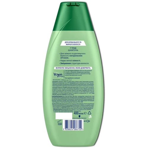 Schwarzkopf Schauma 7 трав Шампунь для нормальных и жирных волос, которые требуют частого мытья 400 ml: Пол Для женщин