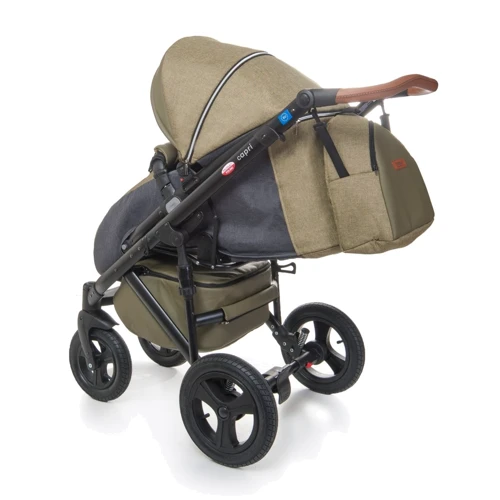 Универсальная коляска 2-в-1 Broco Capri textile olive: Материал колес резина (надувные)