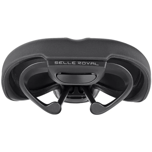 Седло Selle Royal SCIENTIA R3 Relaxed, 3D skingel, обивка Black gummy/Black mokka, 289х224мм, 520г, рейлы сталь + Curva suspension, unisex, чёрное: Анатомическая выемка Есть