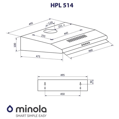 Вытяжка Minola HPL 514 I: Тип воздухоочистителя Отвод
