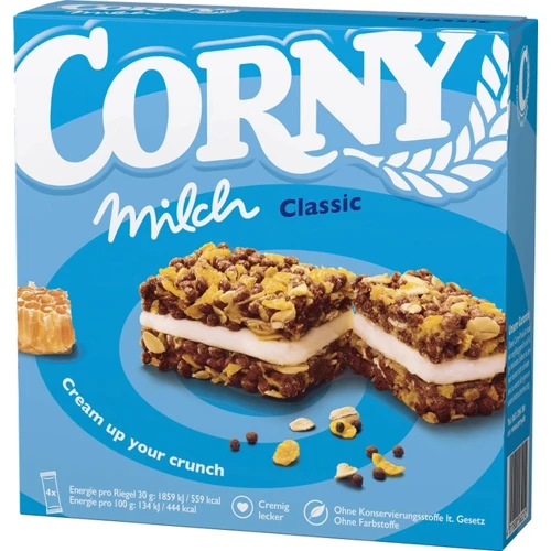 Упаковка злаковых батончиков Corny с молочно-кремовой начинкой 4х30 г (4011800562212): Вес, г 120