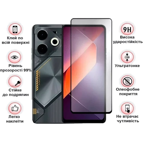 Аксесуар для смартфона BeCover Tempered Glass Black for Tecno POVA 6 (LI7) (711580)