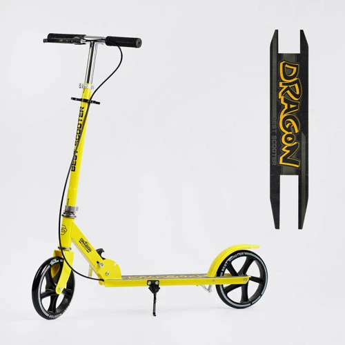 Детский двухколесный самокат с ручным тормозом Best Scooter Dragon D-89726 Желтый: Тип колес литые