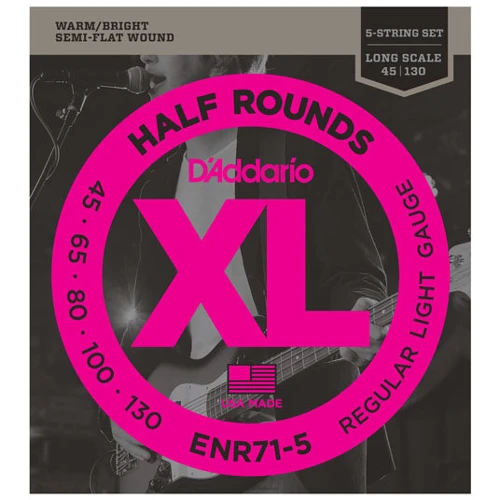 Струна для гитар Струны D`ADDARIO ENR71-5 XL NICKEL HALF ROUNDS BASS 5 45-130