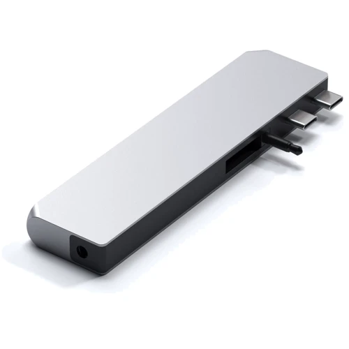 Адаптер Satechi Adapter Max Dual USB-C to USB3.0+2xUSB-C+RJ45+HDMI+3.5mm+SD Silver (ST-UCPHMXS): Колір сріблястий