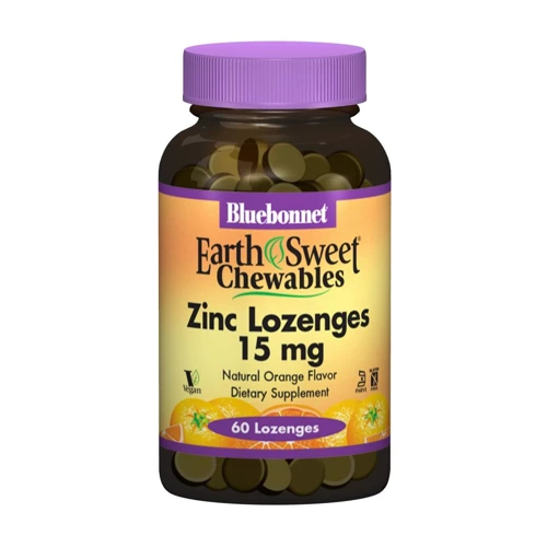 Bluebonnet Nutrition EarthSweet Chewables Zinc Lozenges 15 mg 60 tabs Orange