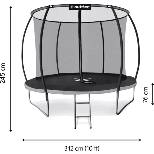 Батут Outtec Premium 10ft (312см) черно-серый с внутренней сеткой (5907766665847)