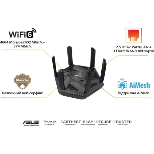 Маршрутизатор Wi-Fi ASUS RT-AXE7800 MESH gaming фото 8