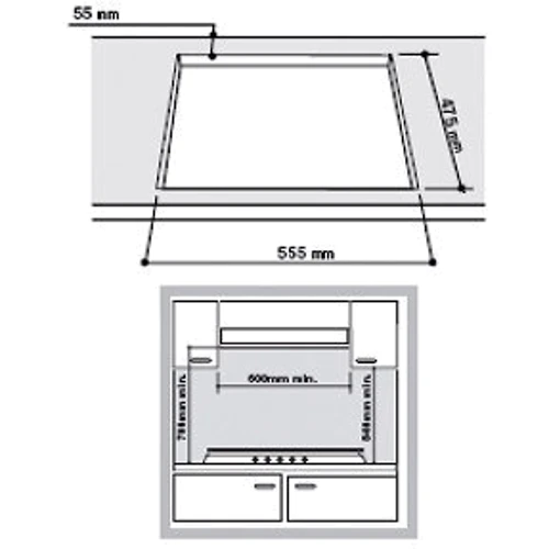 Варочная поверхность газовая Hotpoint-Ariston TD 640 S (WH) IX/HA: Размеры для встраивания (ШxГ) 55.5x47.5 см