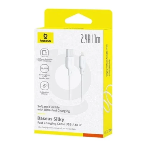 Кабель Baseus USB Cable to Lightning Silky Series 2.4A 1m White (P10377702213-00) фото 4