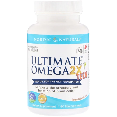 Nordic Naturals Ultimate Omega 2X Teen, Strawberry, 60 Mini Soft Gels (NOR-06110): Форма випуску капсули