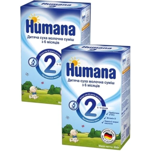 Молочна суха суміш Humana 2, 600 г 6-12 місяців