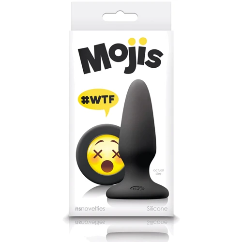 NS Novelties Mojis Plug #WTF Medium средняя анальная пробка с эмоджи, 8x3.7 см, черный