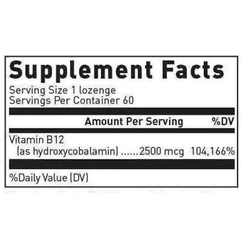 Douglas Laboratories Vitamin B12 2500 mcg Витамин В12 60 быстрорастворимых таблеток: Тип Витамин B