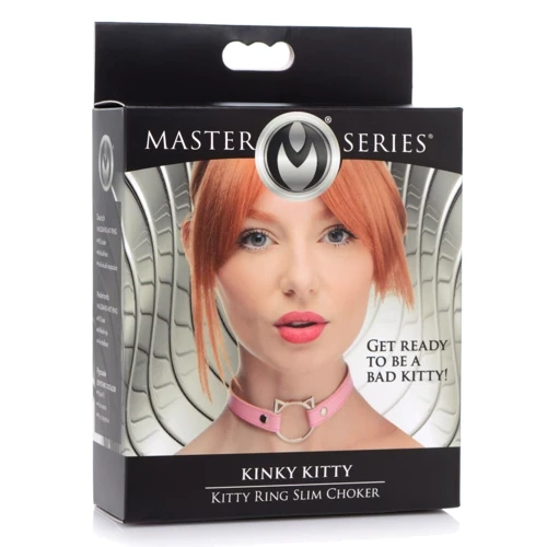 Чокер Master Series Kinky Kitty Ring Slim Choker Pink