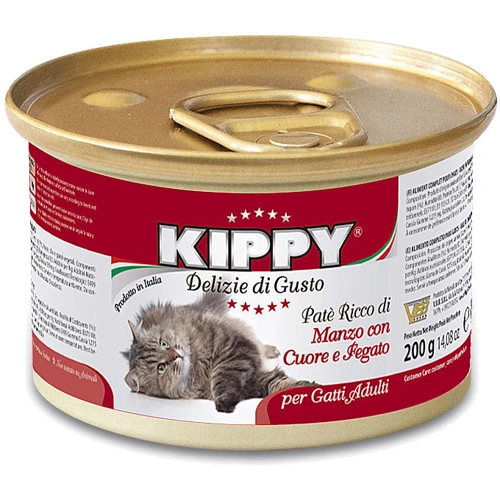 Консервы для котов Kippy Говядина, сердце и печень 200 г (8015912503459)
