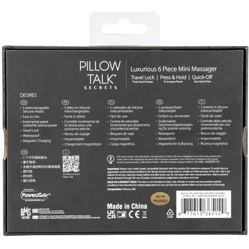 Вибромассажер Pillow Talk Secrets Desires 6-Piece Mini Massager Set - Navy