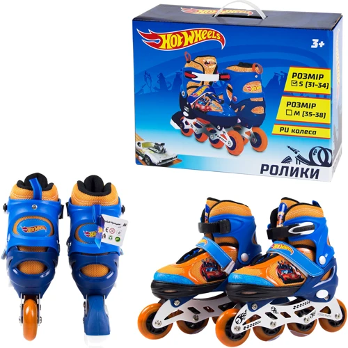 Ролики Extreme Motion Hot Wheels с металлической рамой и PU колесами со световыми эффектами M (35-38) в коробке (RL2121)