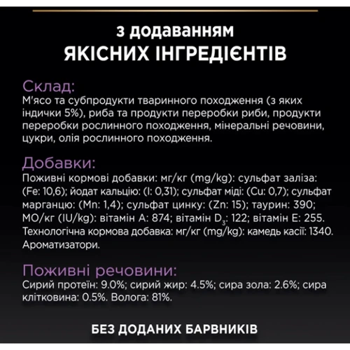 Влажный корм для котят Pro Plan Kitten Healthy Start с индейкой. Кусочки в паштете 26х75 г (8445290178862): Основные ингредиенты Индейка