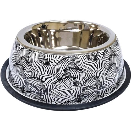 Миска Croci Animalier Zebra на ковзній основі з принтом 0.37 л 20 см (C6159837)
