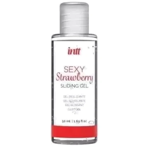 Трусики с жемчужным кольцом и клубничным лубрикантом Intt Brazilian Panty Red