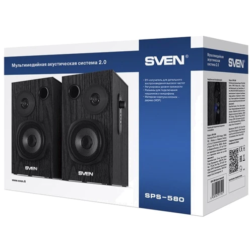 Акустична система SVEN SPS-580 black: Матеріал корпусу дерево (MDF)