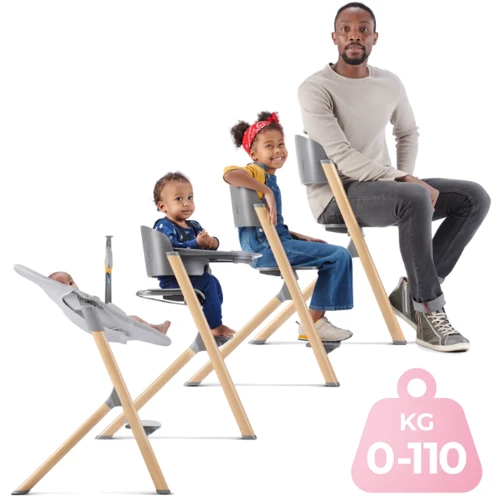 Стульчик для кормления с шезлонгом Kinderkraft Igee Calmee Cloudy Grey (KHIGCA00GRY0000)