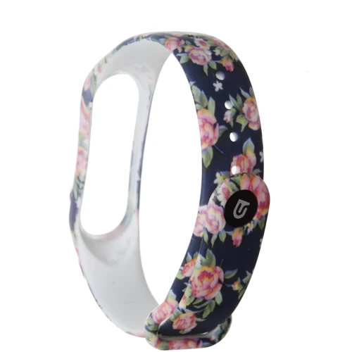Ремешок TPU Case Prints Blue with flowers for Xiaomi Mi Smart Band 3/4