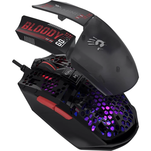 Мышь A4Tech Bloody W60 Max Mini RGB Activated USB Honeycomb (Bloody W60 Max Mini Honeycomb): Вес 325 г