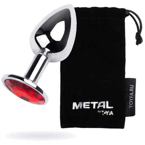 Анальная пробка с кристаллом Metal By Toyfa Silver anal plug ruby