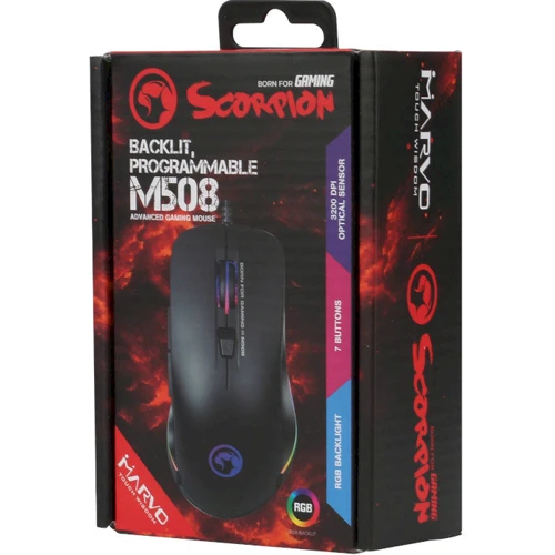 Мышь Marvo M508 Multi-LED Black: Эргономика для правой руки