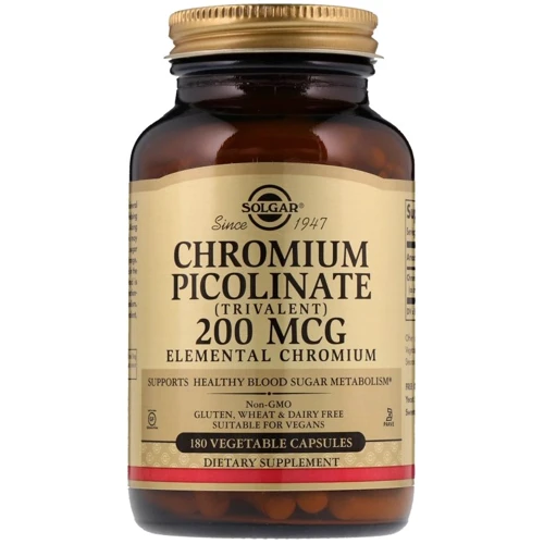 Solgar Chromium Picolinate, 200 mcg, 180 Vegetable Capsules (SOL-00867)