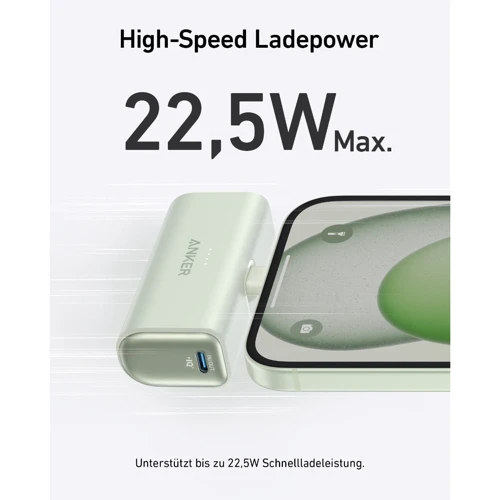 Внешний аккумулятор Anker Powerbank 5000mAh Nano 22,5W USB-C Sprout Green фото 6