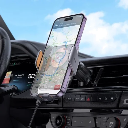 Держатель Hoco Car Holder Air Vent Wireless Charger HW7 15W Metal Gray фото 8