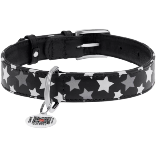 Нашийник Collar Glamour з візерунком Зірочка Світиться з QR паспортом 38-49 см 25 мм чорний (4823089301327): Колір чорний